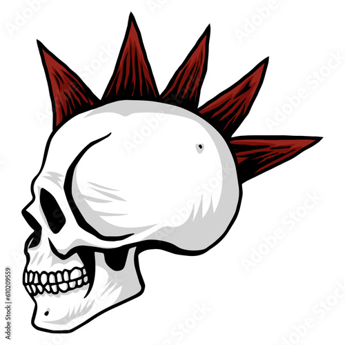 Skull Punk Head Illustration Vector