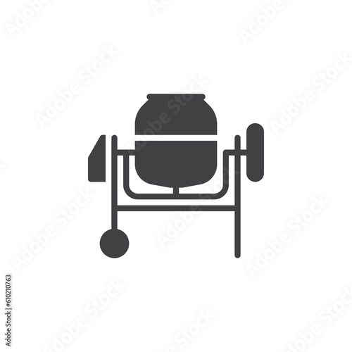 Portable cement mixer vector icon