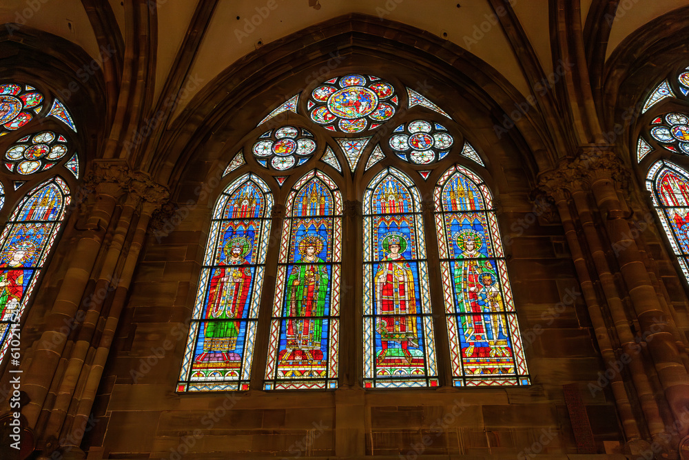 Stained-glass windows of Strasbourg Cathedral, Alsace, France