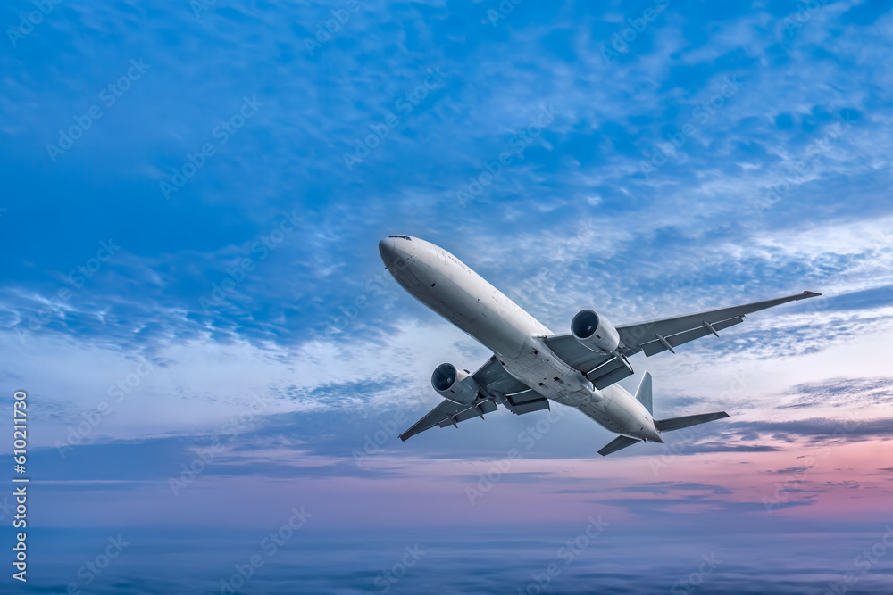 Fototapeta premium Airplane leaves the ground in the air