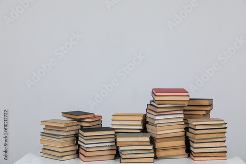 science stack of books in the library on a white background training education