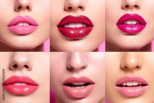 Different lips lipstick background. Generate Ai