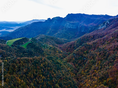 Autumn landscape in Puigsacalm Peak, La Garrotxa, Girona, Spain.