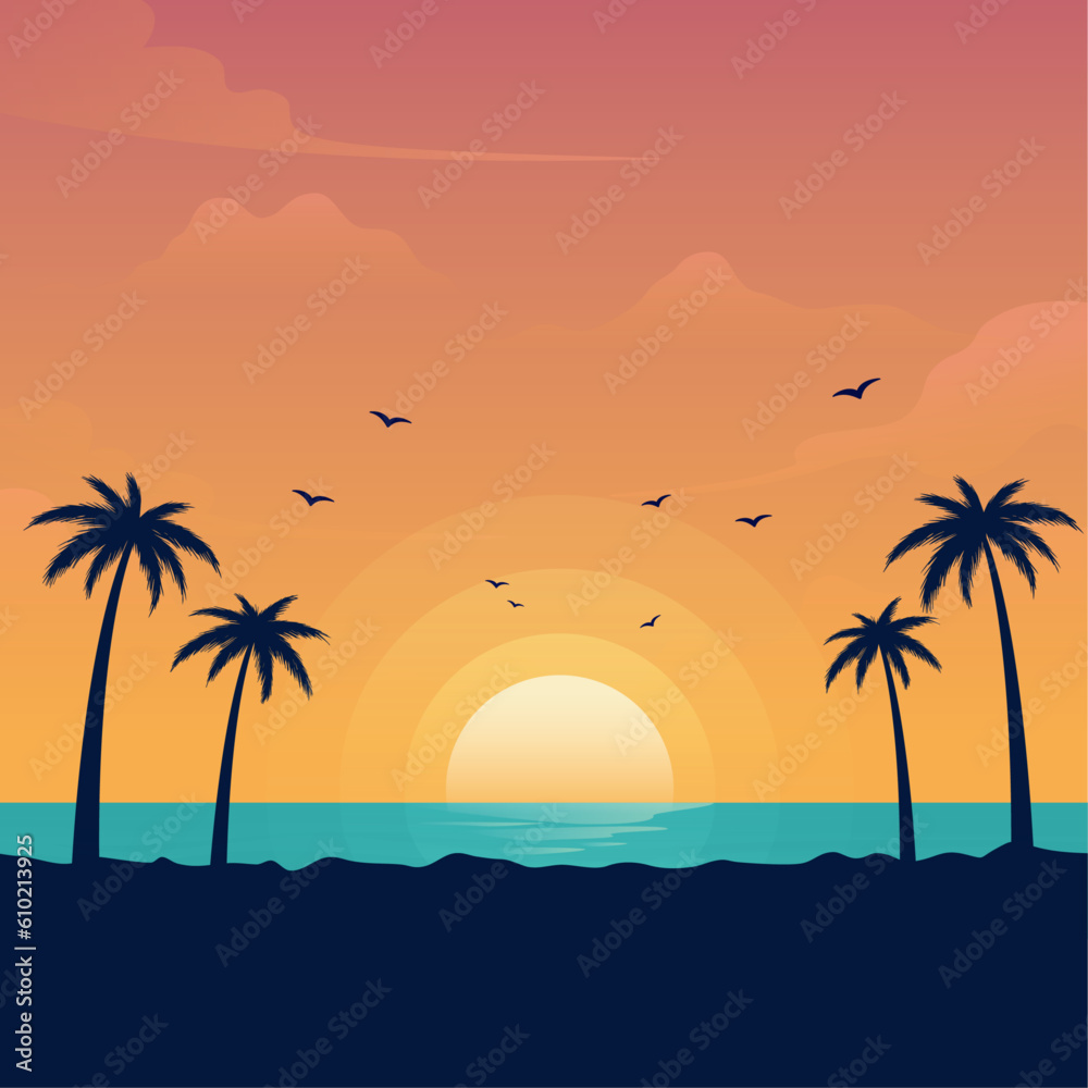 sunset beach landscape background
