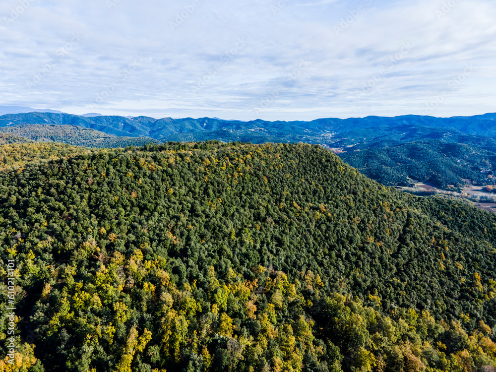 Autumn landscape in La Vall D En Bas, La Garrotxa, Girona, Spain.