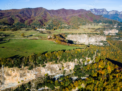 Autumn landscape in La Vall D En Bas, La Garrotxa, Girona, Spain. photo