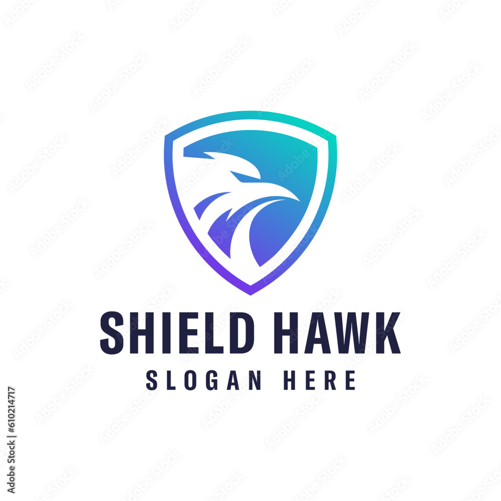 Modern logo combination of shield and eagle head. It is suitable for use as a security logo.