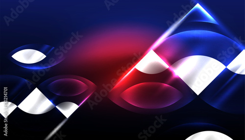 Abstract background vector neon glowing geometric elements. Hi-tech design for wallpaper, banner, background, landing page, wall art, invitation, prints, posters