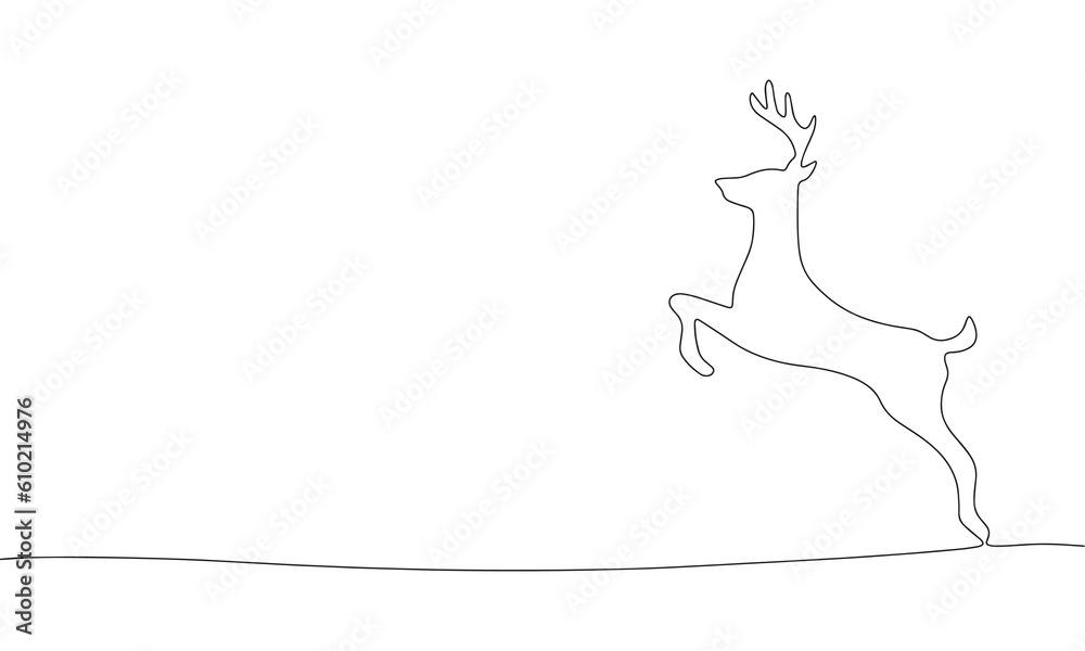 Deer isolated on white background. One line continuous deer. Line art outline vector illustration. Deer isolated on white background. One line continuous deer. Line art outline vector illustration.