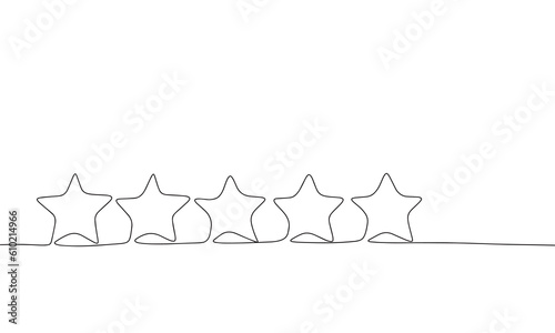 Stars rating isolated on white background. One line continuous stars rating. Line art outline vector illustration.