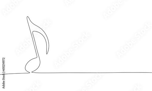 Music note isolated on white background. One line continuous music note sign. Line art outline vector illustration.