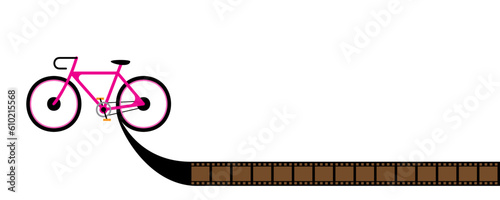 A film about the history and evolution of bicycles. Flat vector design illustration