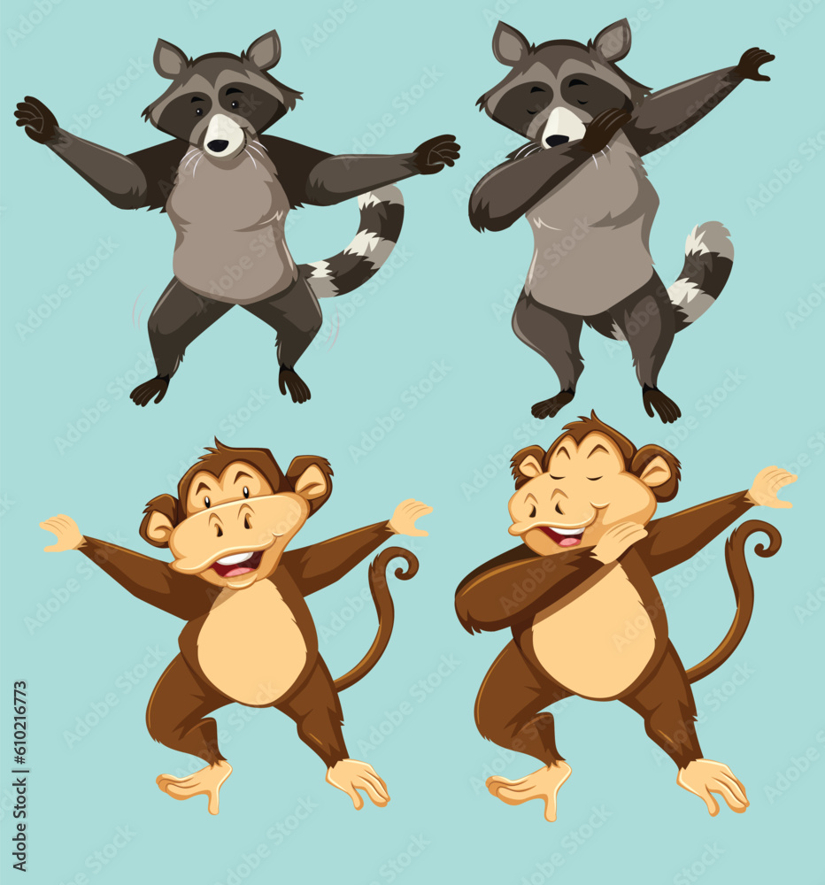 Cute set of dancing animals vector Cute set of dancing animals vector