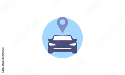 Car tracking map icon, location pin, logotype web website app button vector illustration