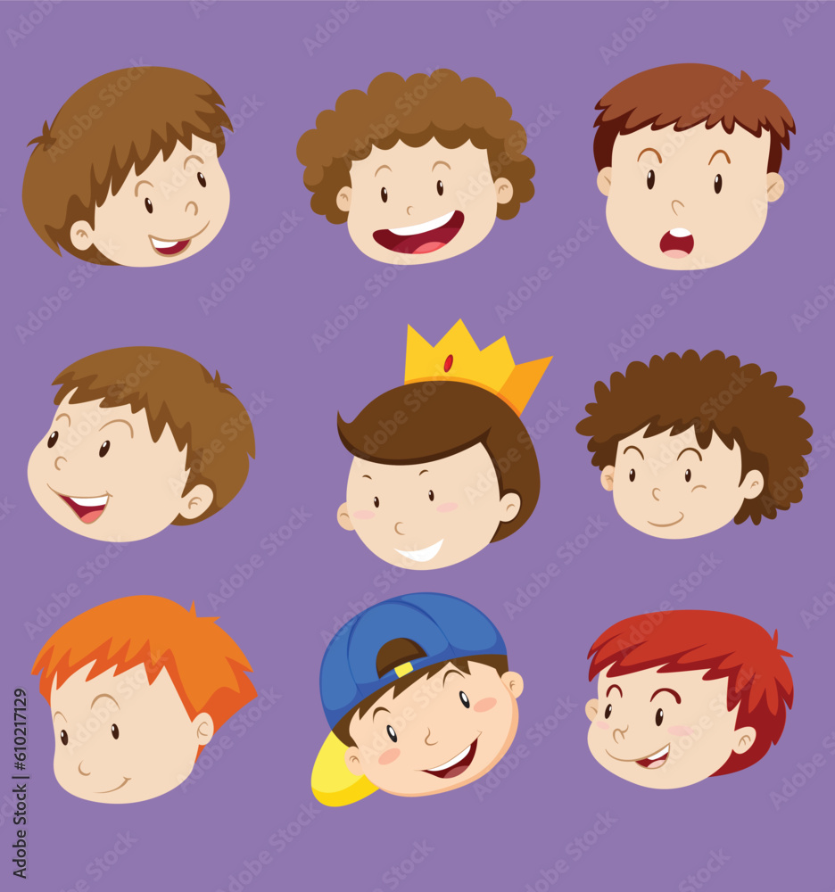 Different emotions of little boys vector Different emotions of little boys vector