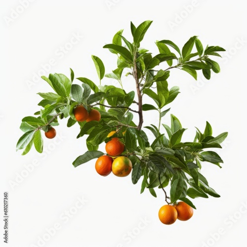 Fresh mandarins border isolated on white background, healthy eating concept generative Ai