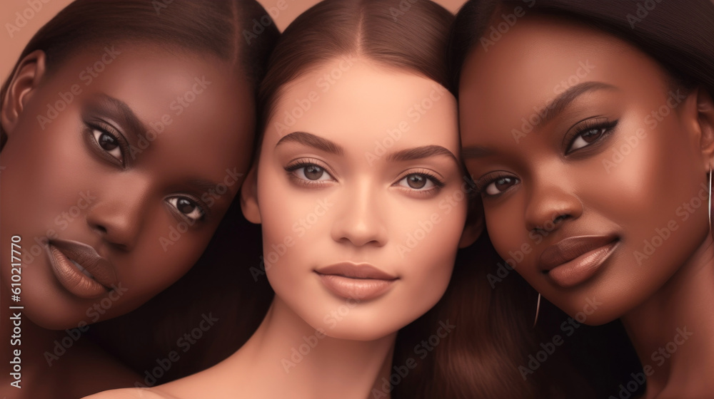 Beauty, diversity. Portrait of women in skin care salon. Generative AI