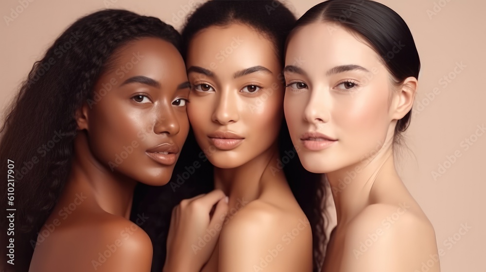 Beauty, diversity. Portrait of women in skin care salon. Generative AI