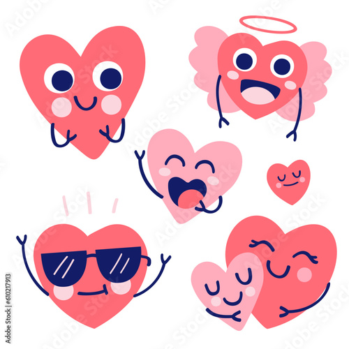 Various hearts drawing cartoon style, Object element for Valentine's card,