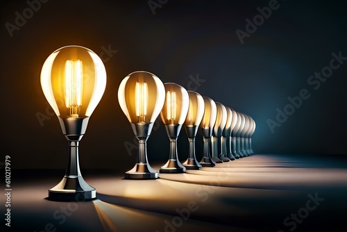 light bulb inside, golden light bulb, light bulb on the wall, İdea Consept anda light bulp