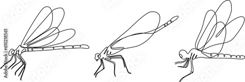 dragonfly continuous line set illustration