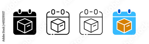 Delivery period. Different styles, color, parcel delivery. Vector icons.