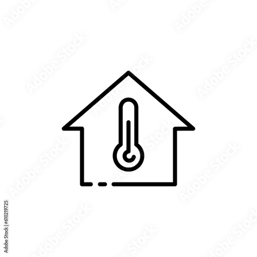 Temperature in the house. Line icon, black, room temperature. Vector icon.