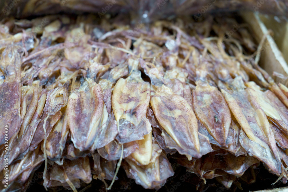 Dried squid in the sea food Thailand market Dried squid in the sea food Thailand market