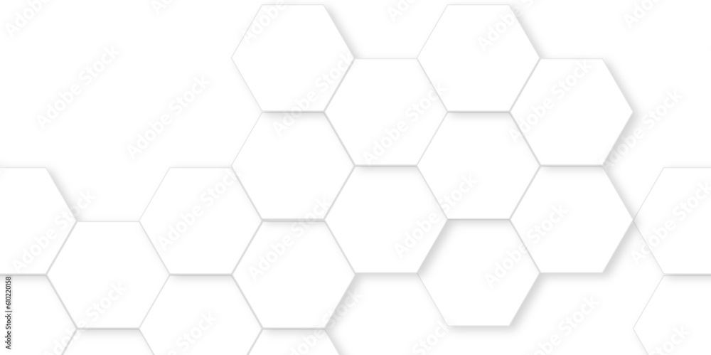 Abstract hexagon background. Abstract white and grey seamless hexagon pattern background. Abstract hexagonal concept technology background. Vector Illustration