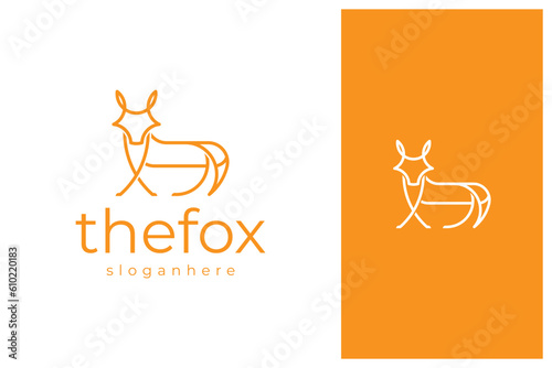 simple fox logo design illustration in outline style