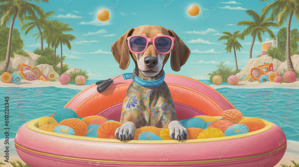Dog is on summer vacation