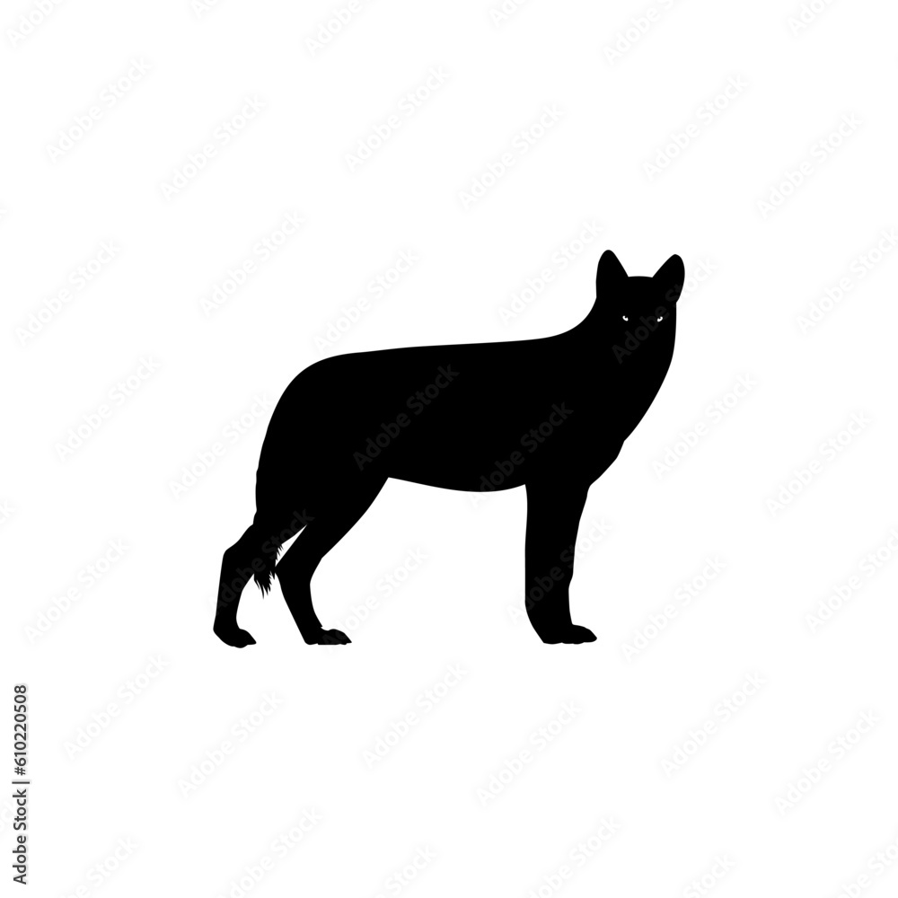 Wolf Silhouette for Logo Type, Art Illustration, Pictogram, Website, Apps or Graphic Design Element. Vector Illustration