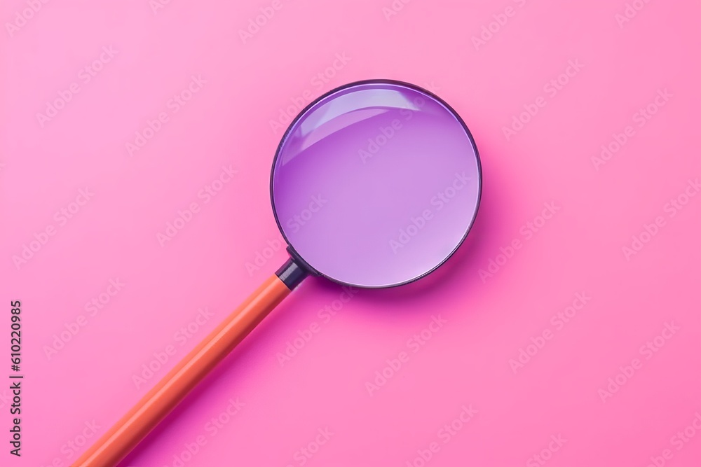 magnifying glass over pink background magnifying glass over pink background