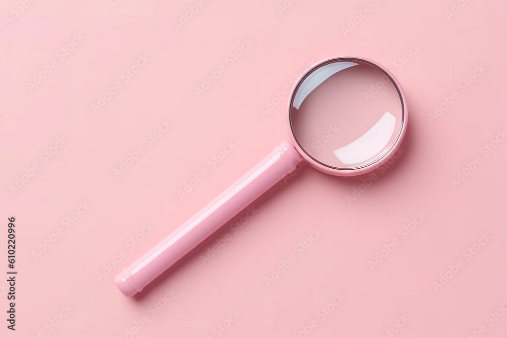 magnifying glass over pink background magnifying glass over pink background