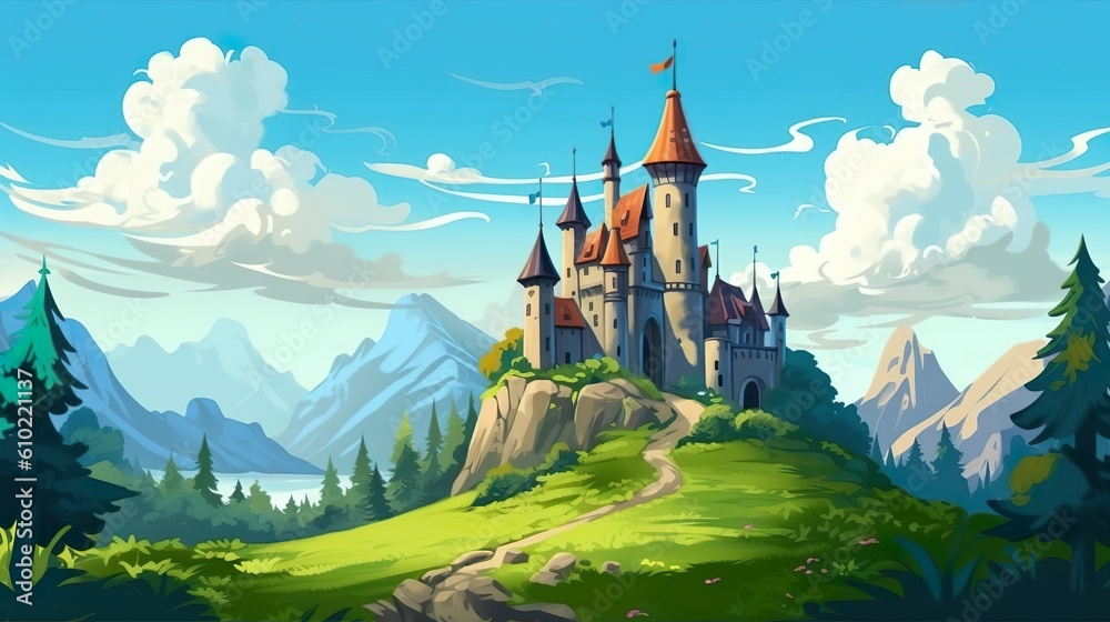 Abstract background old castle. A visually stunning illustration ...