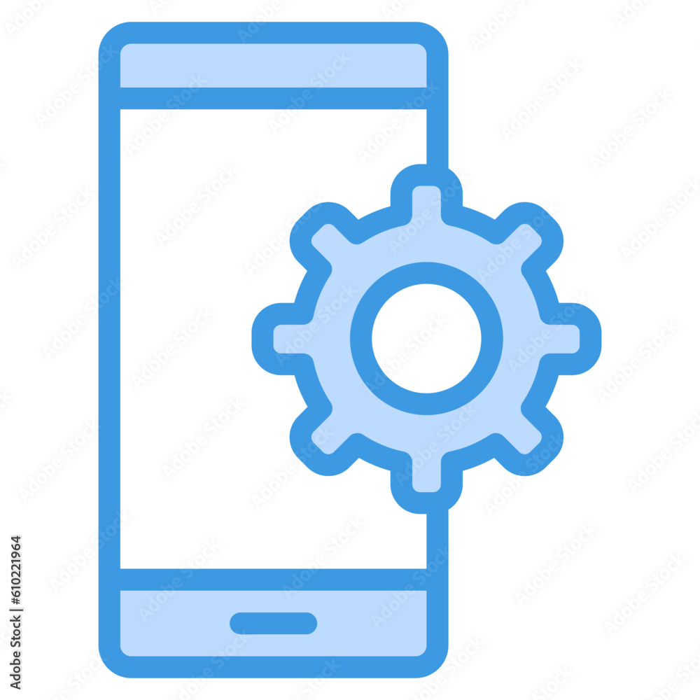 Settings smartphone blue line icon, use for website mobile app presentation Settings smartphone blue line icon, use for website mobile app presentation