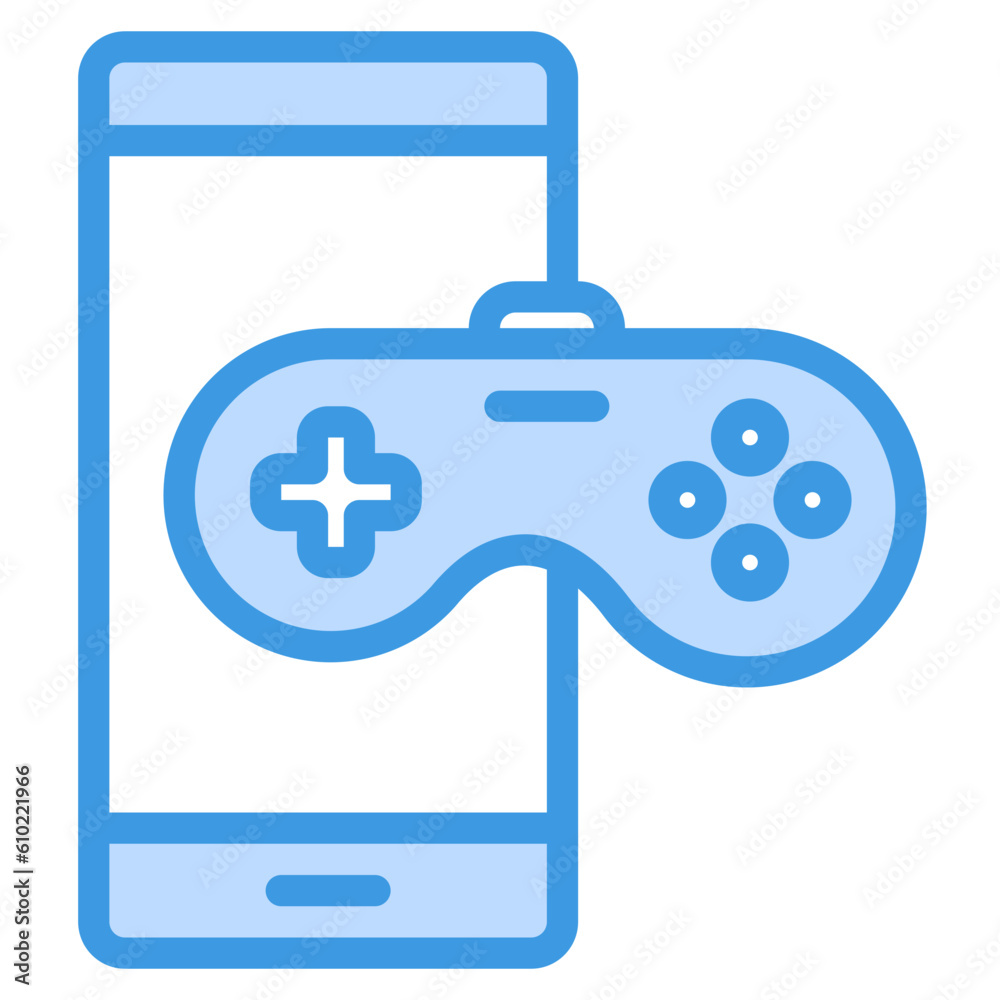 Game smartphone blue line icon, use for website mobile app presentation Game smartphone blue line icon, use for website mobile app presentation