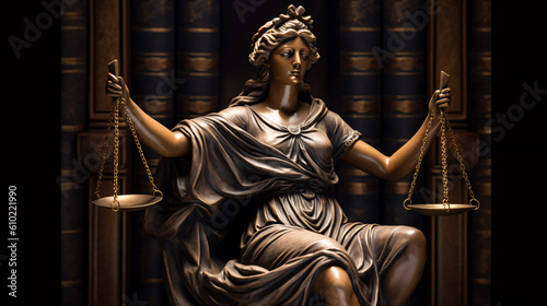 Statue of justice on a table