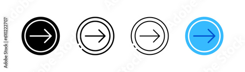Right. Different styles, color, button to the right. Vector icon.