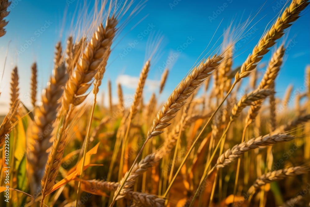 barley in a golden field under a bright blue sky barley in a golden field under a bright blue sky