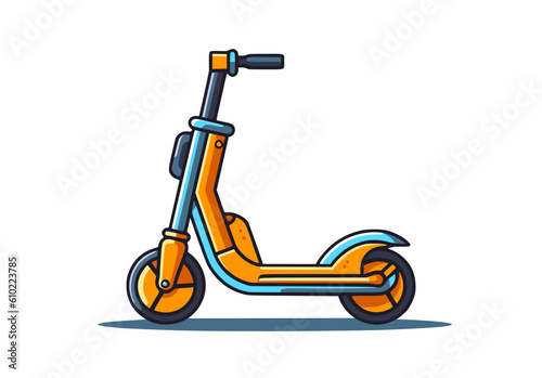 Kick scooter or electric scooter. Eco transport for rent in the city.
