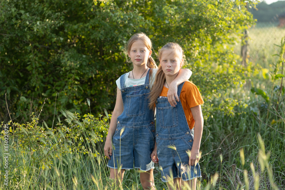 Fototapeta premium twin sisters in nature
