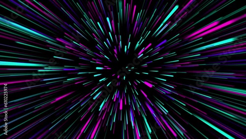 Blue light modern Abstract neon line zoom loop streaks,Abstract motion background of speed infinite lines light neon blue with green, blue and pink colours virtual animation