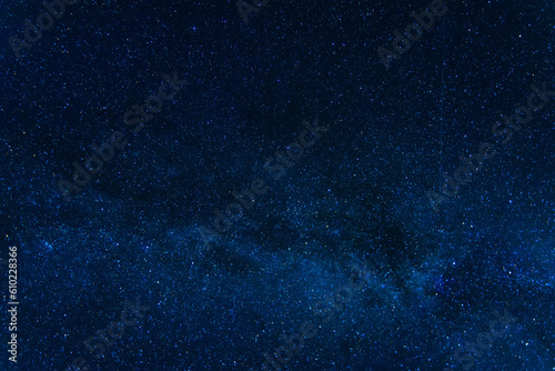 blue starry night sky with the milky way and galaxies. Astrophotography with many stars and constellations © alexkoral