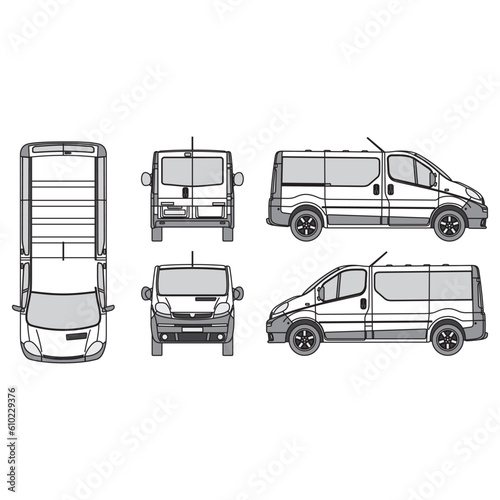 outline of van, minibus part 257