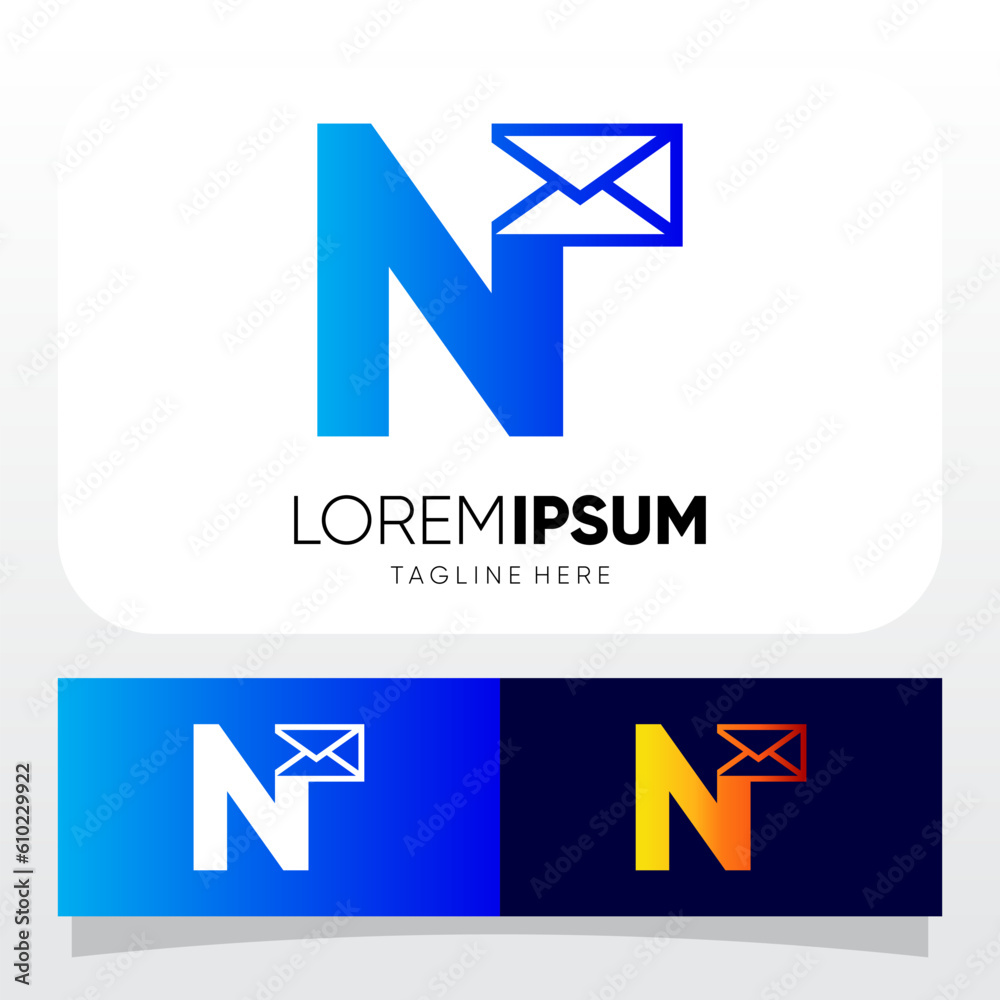 Letter N Initial Email Message Logo Design Vector Icon Graphic Emblem Illustration Letter N Initial Email Message Logo Design Vector Icon Graphic Emblem Illustration