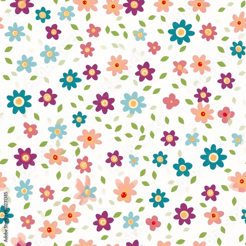 Seamless floral pattern with flowers and leaves. illustration art. created by generative AI.