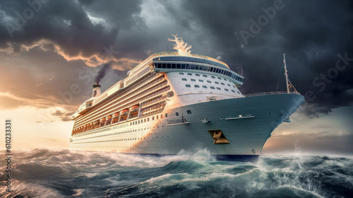 Ship on the high seas in a Hurricane about to Capsize Wallpaper Background Generative AI Digital Art  © Korea Saii
