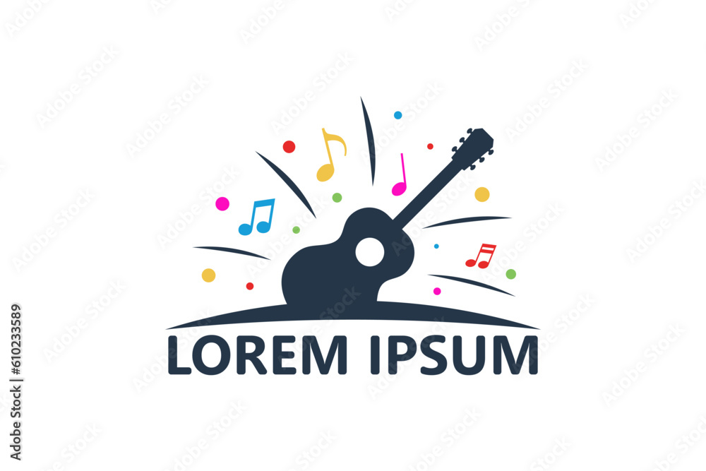 Guitar musical logo template design vector Guitar musical logo template design vector