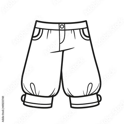 Breeches with cuffs outline for coloring on a white background